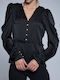 Twenty 29 Women's Blouse Satin Long Sleeve with Zipper Black