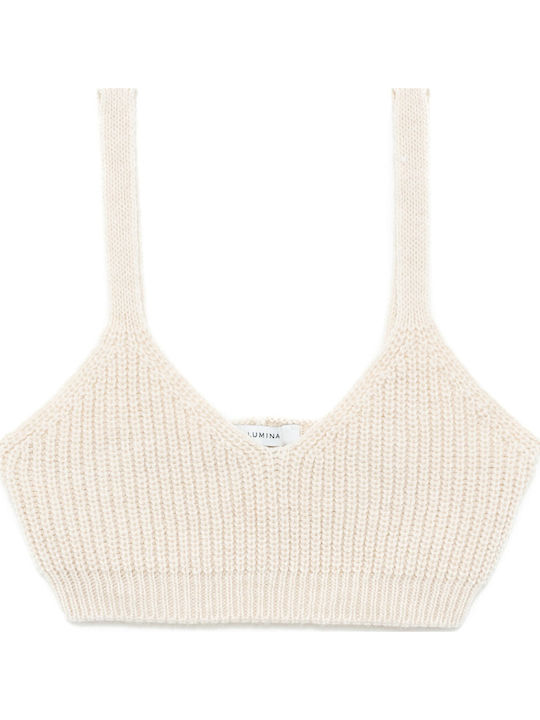 Γυναικείο Crop Top με Τιράντες Μπεζ