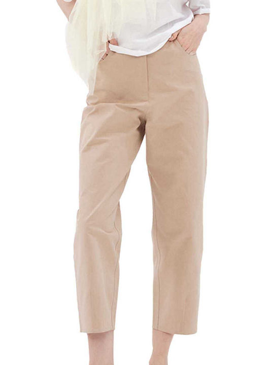 Ioanna Kourbela Women's Fabric Trousers in Baggy Line 12398-beige