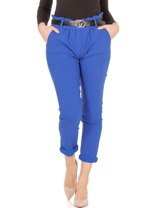 Silia D Damen Stoff Capri Hose Blau PNT-13803 (...
