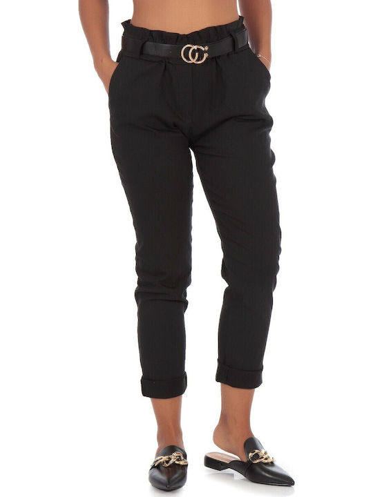 Silia D Damen Stoff Capri Hose Schwarz