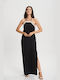 Lipsy London Summer Maxi Evening Dress with Lace Black