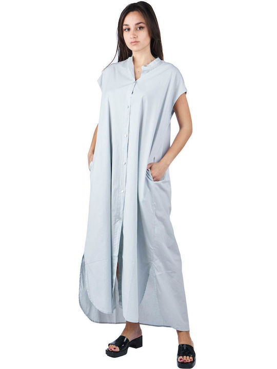Crossley Woman Shirtdress Wanz Καλοκαιρινό Midi Σεμιζιέ Φόρεμα Γαλάζιο