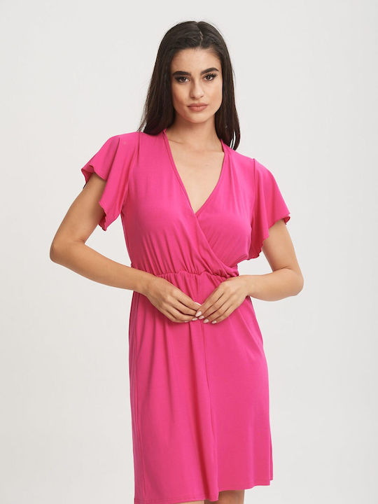 Boutique Summer Mini Evening Dress Wrap Pink