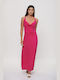 Ad'Oro Summer Maxi Evening Dress Draped Pink