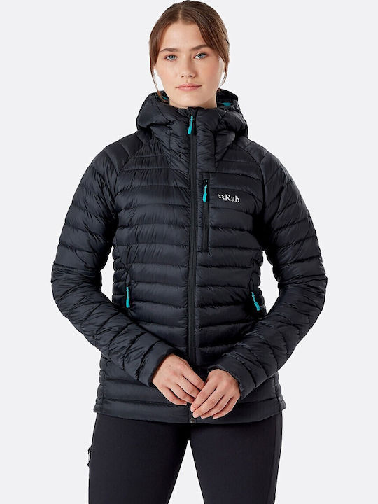 Microlight Alpine Women's Long Puffer Jacket Waterproof and Windproof for Winter Black