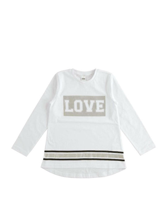 iDO Kids Blouse Long Sleeve White Long Sleeve Round-neck