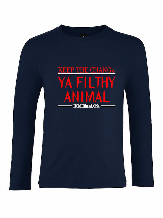 Kids Blouse Long Sleeve French Navy Keep The Change Ya Filthy Animal, Home Alone