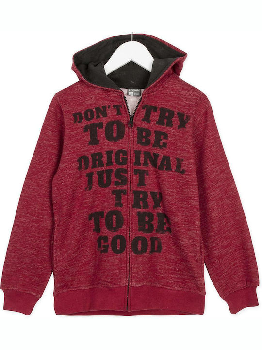 Kids Sweatshirt Cardigan Fleece with Hood Red