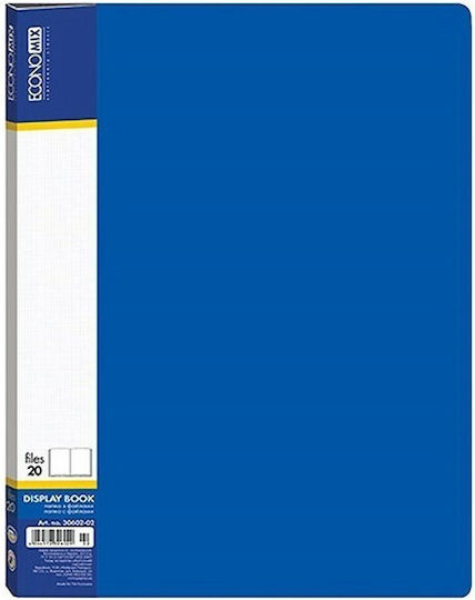Clipboard Flexible with 60 plastic sleeves Slides for Paper A4 Blue 1pcs