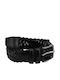 Men's Belt Leather Knitted Black