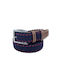 Legend Accessories Men's Knitted Leather Elastic Belt Navy Blue