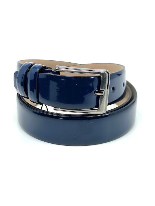 Legend Accessories Men's Leather Belt Patent Blue