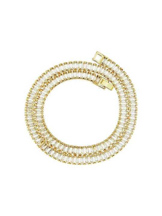 Baguette Necklace Gold Plated with Zircon