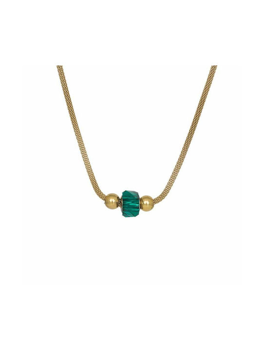 Necklace from Gold Plated Silver with Zircon