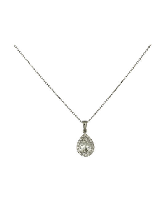 Necklace with design Tear from White Gold 18k