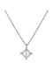 Necklace from White Gold 14K with Pearls & Zircon