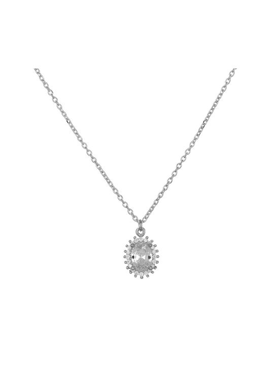 Necklace from White Gold 14K with Zircon