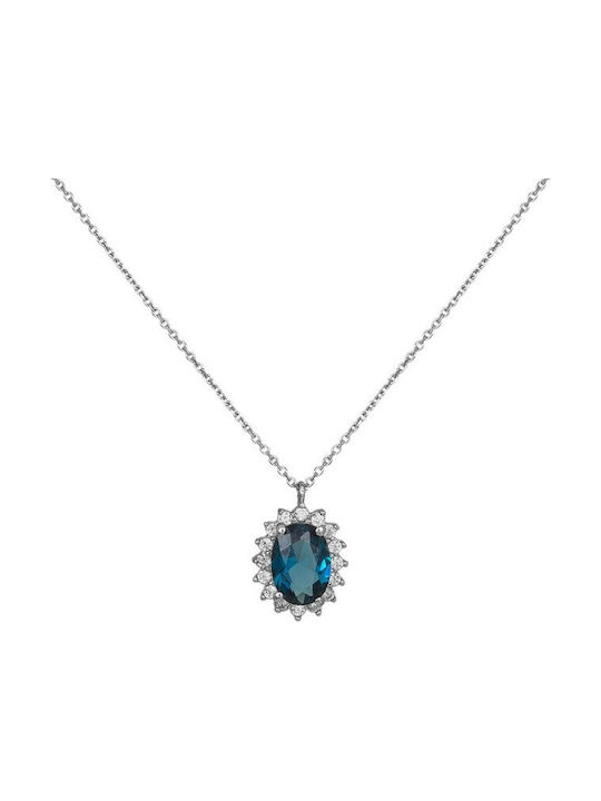 Necklace Rosette from White Gold 9 K