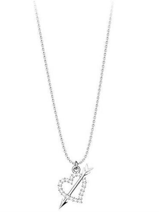 Exis Jewellery Κολιέ με σχέδιο Καρδιά από Ασήμι