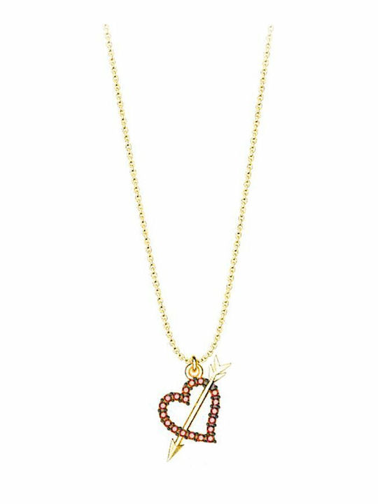 Exis Jewellery Halskette mit Design Herz aus Vergoldet Silber
