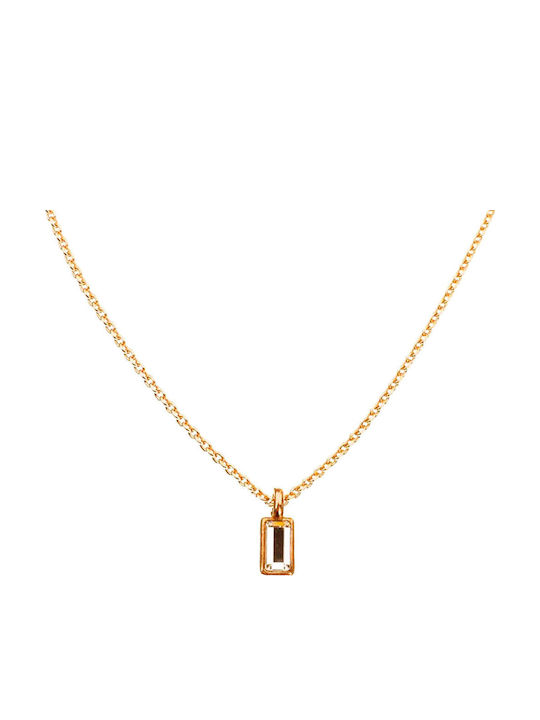 Exis Jewellery Κολιέ από Ροζ Επιχρυσωμένο Ασήμι με Ζιργκόν