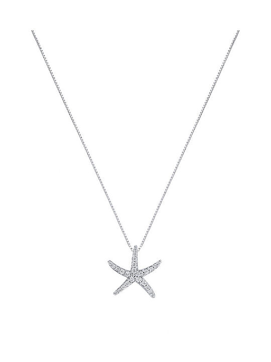 JewelStories Halskette mit Design Stern aus Silber mit Zirkonia