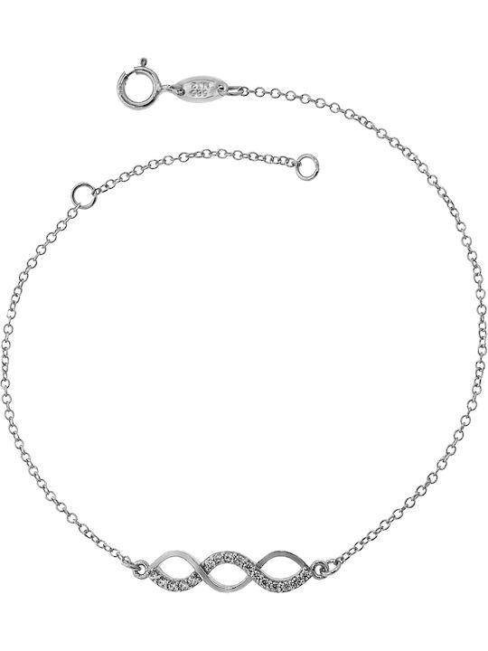 Bracelet Chain made of White Gold 14K with Zircon