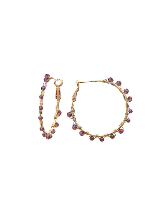 LifeLikes Grenade Dots Earrings Hoops Gold Plated with Stones