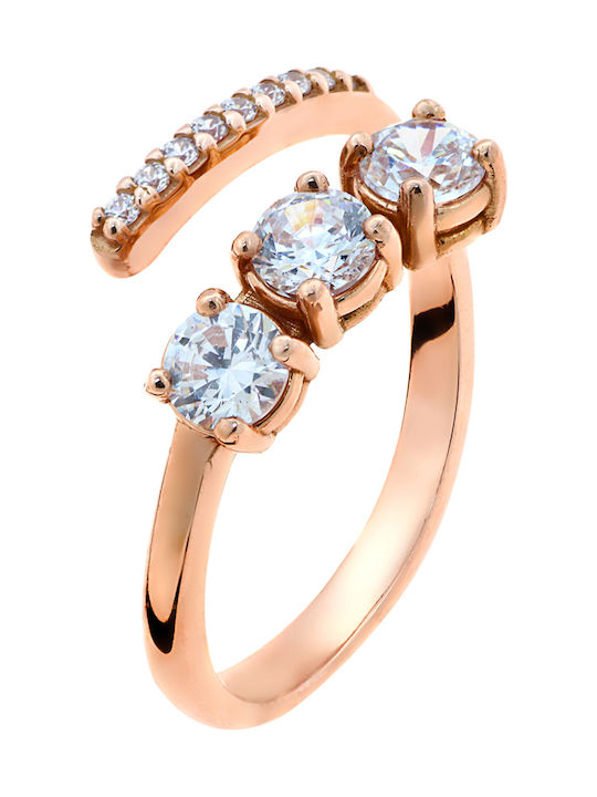 Women's Gold Half Eternity Ring with Zircon 14K