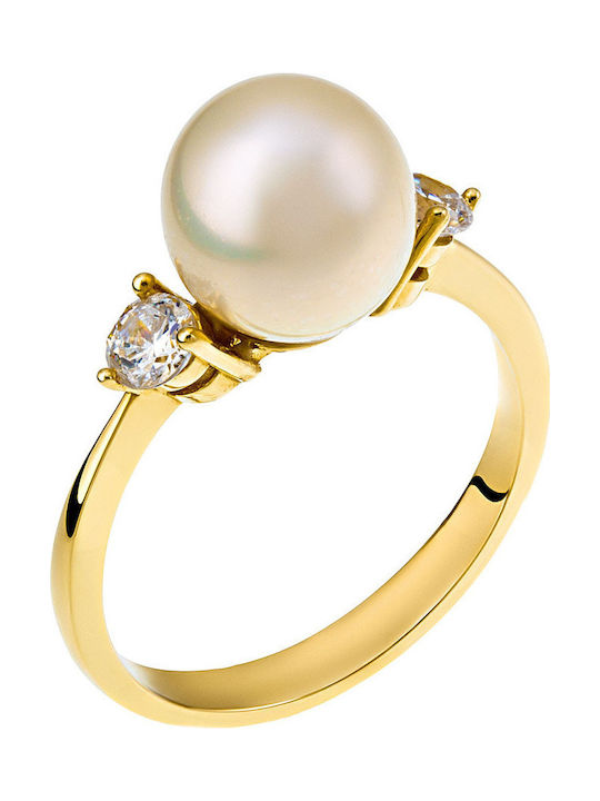 Fa Cad'oro Ring with Pearls & Zircon made of Gold 14K