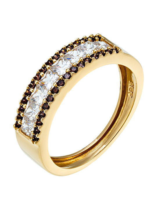 Fa Cad'oro Damen Ring Halbring mit Zirkonia aus Gold 14K