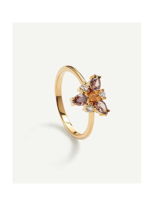 Aleyolé Aleyole Anillo Gallery Women's Ring with Zircon Made of Gold Plated Silver