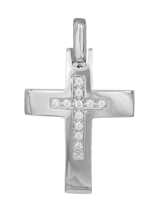 Damen Weißgold Kreuz 14K Beidseitig