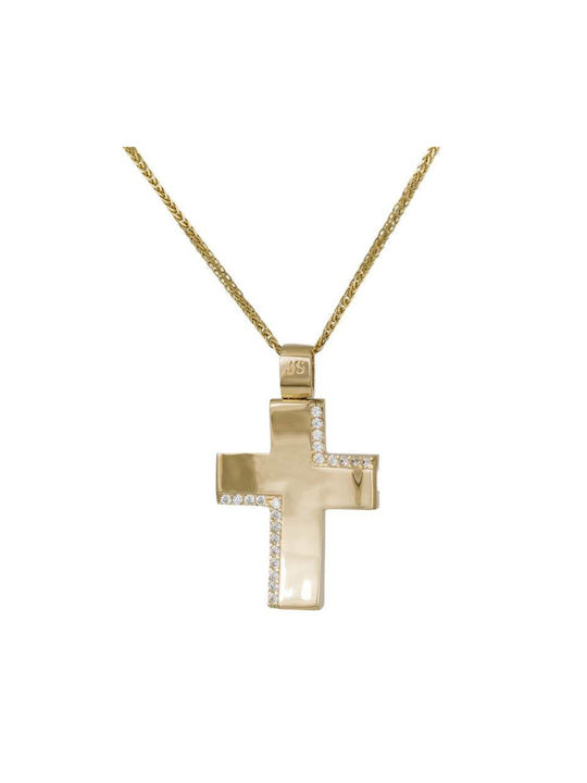 Damen Gold Kreuz 14K mit Kette