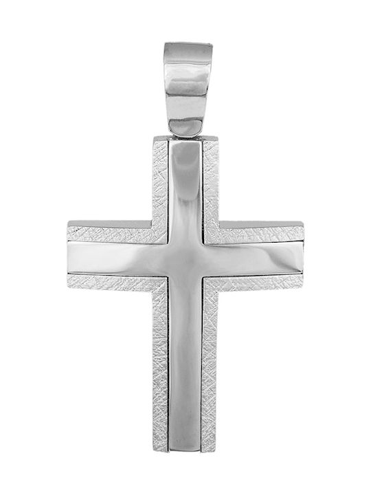 Men's White Gold Cross 14K