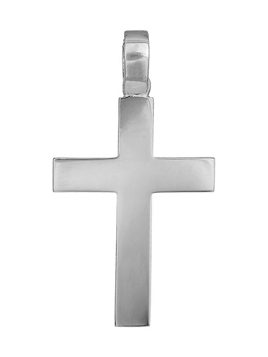 Men's White Gold Cross 18K