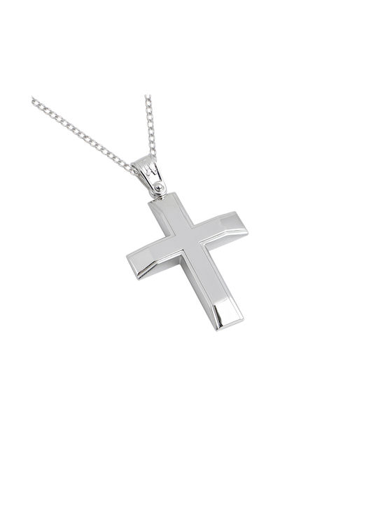 Weißgold Kreuz 14K mit Kette