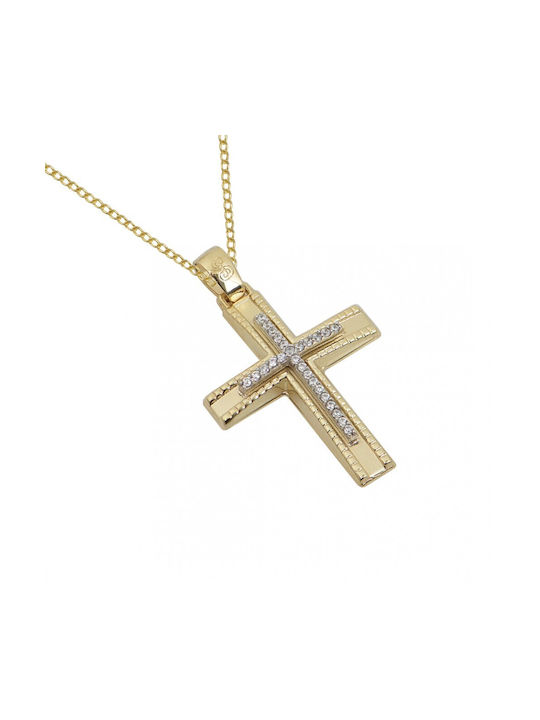 Damen Gold Kreuz 14K mit Kette