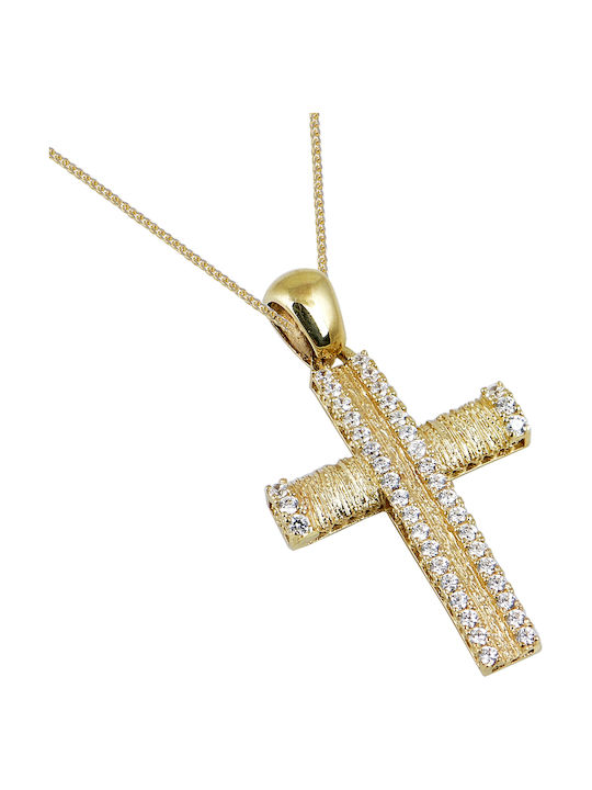 Damen Gold Kreuz 14K mit Kette