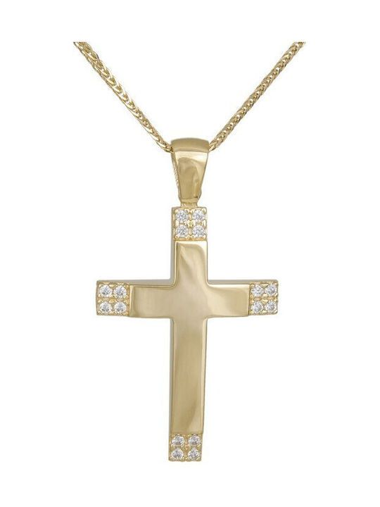 Damen Gold Kreuz 14K mit Kette