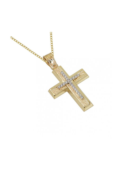 Damen Gold Kreuz 14K mit Kette