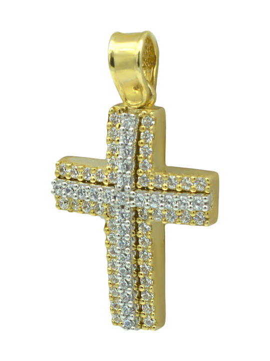 Damen Gold Kreuz 14K Beidseitig