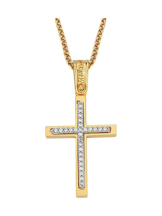 Damen Gold Kreuz 14K mit Kette