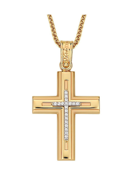 Damen Gold Kreuz 14K mit Kette