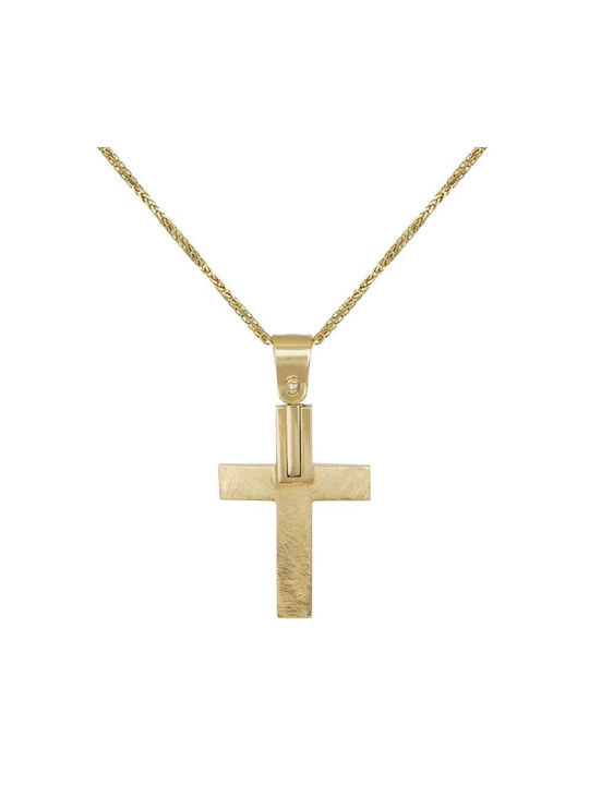 Herren Gold Kreuz 14K mit Kette