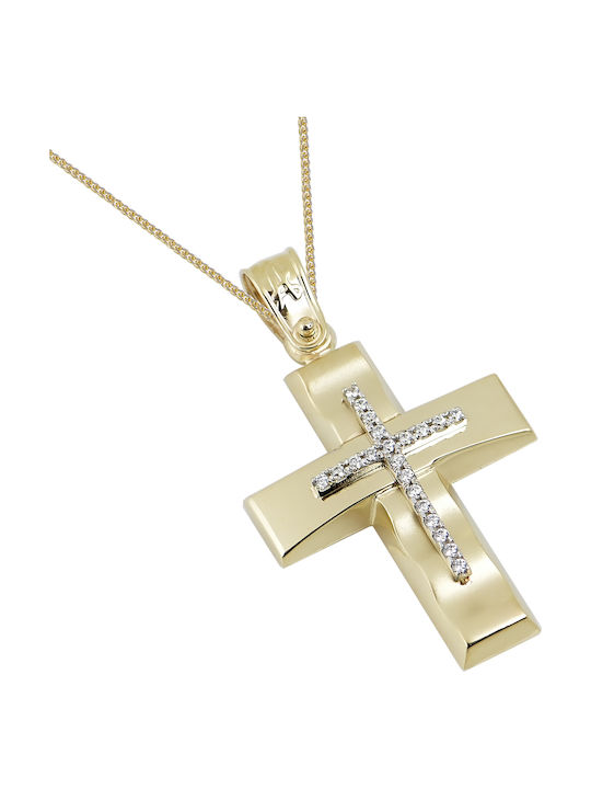 Damen Gold Kreuz 14K mit Kette