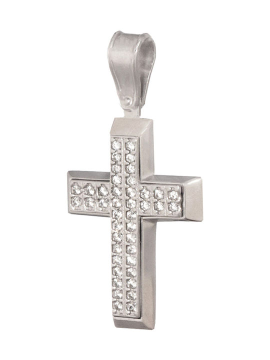 Damen Weißgold Kreuz 14K