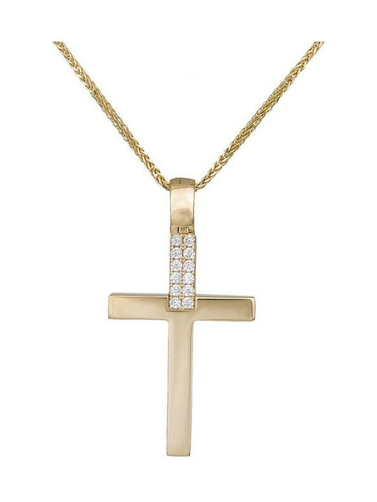 Damen Gold Kreuz 14K mit Kette