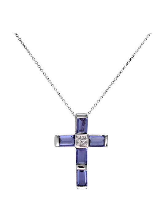 Margaritari Бял златен Кръст 18K с Верижка
